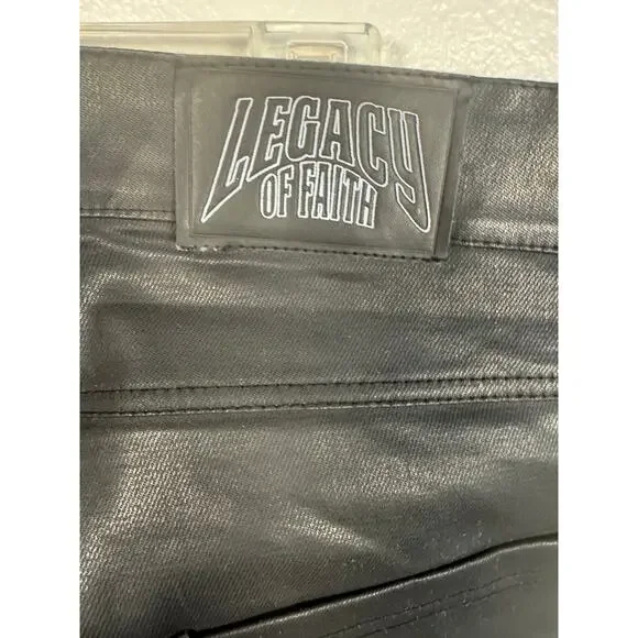 Designer x Streetwear x Legacy of Faith Wax Denim Faux Leather Jeans Men’s 36